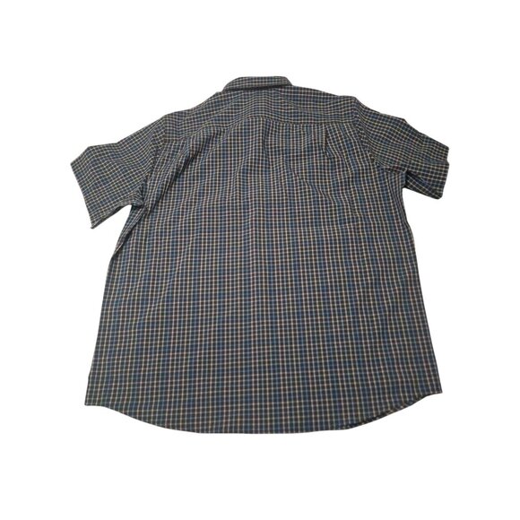 NWT CHAPS Everyday Performance Mens Black Blue Plaid Short Sleeve Button Up Sz L - Picture 2 of 8